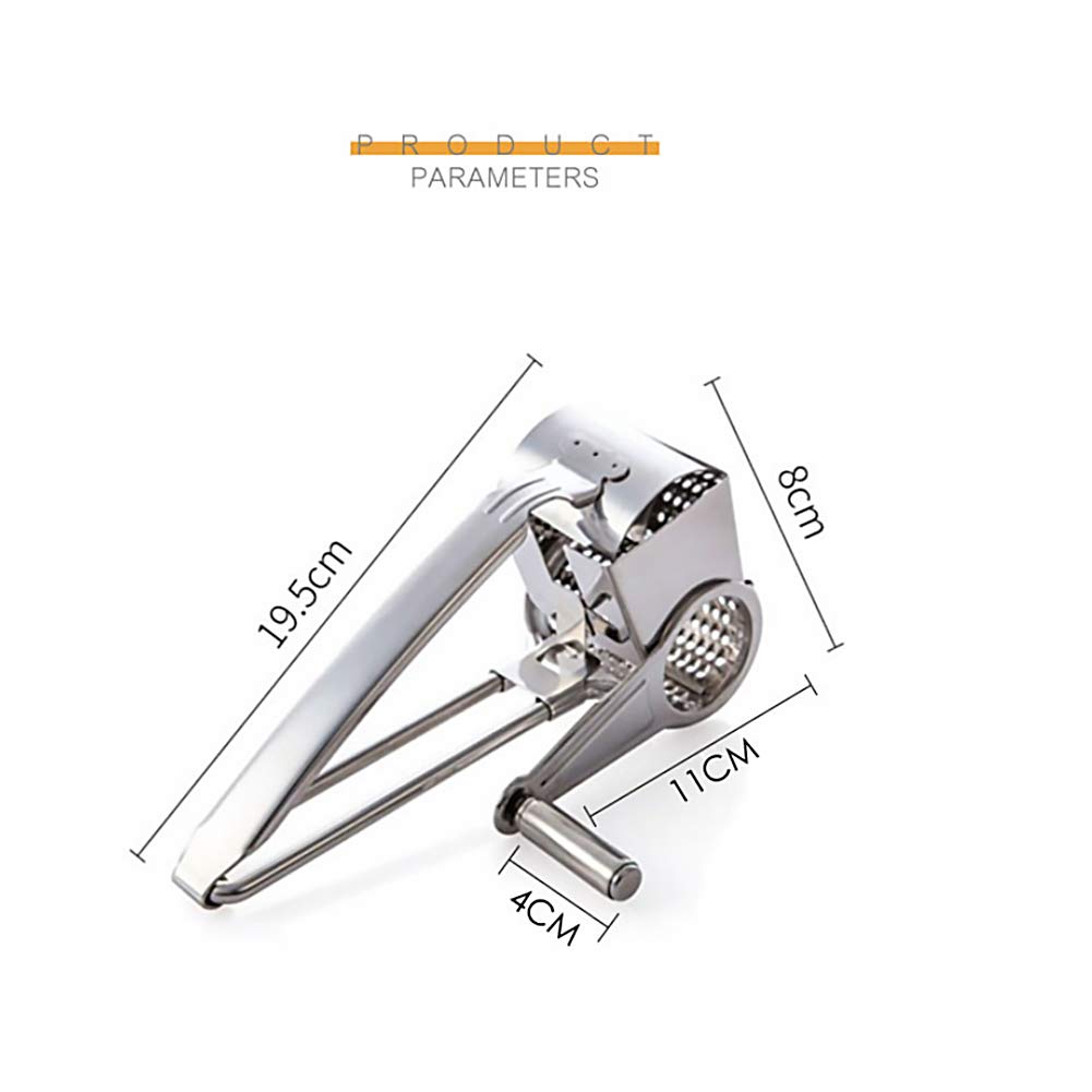 Râpe à fromage, râpe manuelle rotative en acier inoxydable, outil de cuisine à manivelle pour râper et déchiqueter facilement