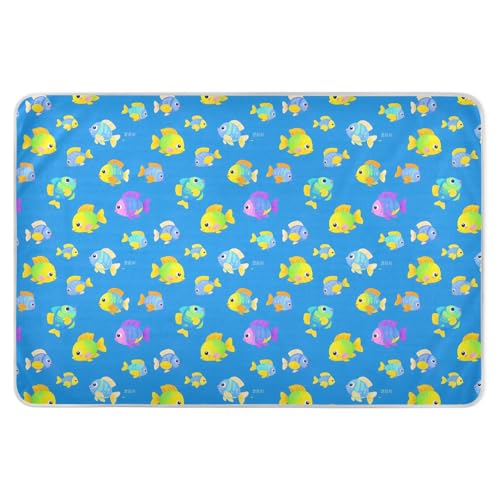 Ocean Animal Tropical Fish Blue Colorful Toddler Soft Absorbent Underpads Wetting Cover Portable Cradle for Infant Toddler , 52