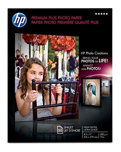 Papier photo HP Premium Plus brillant anti-bavure format Letter 8.5x11 pour des tirages nets 50p