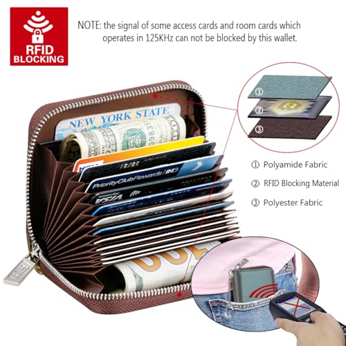 Image of FurArt Zipper Wallet Women, RFID Blocking Credit Card Wallet, Business Card Holder, Compact Size KeyChain Wallet, Pearl Gray, small, Classic