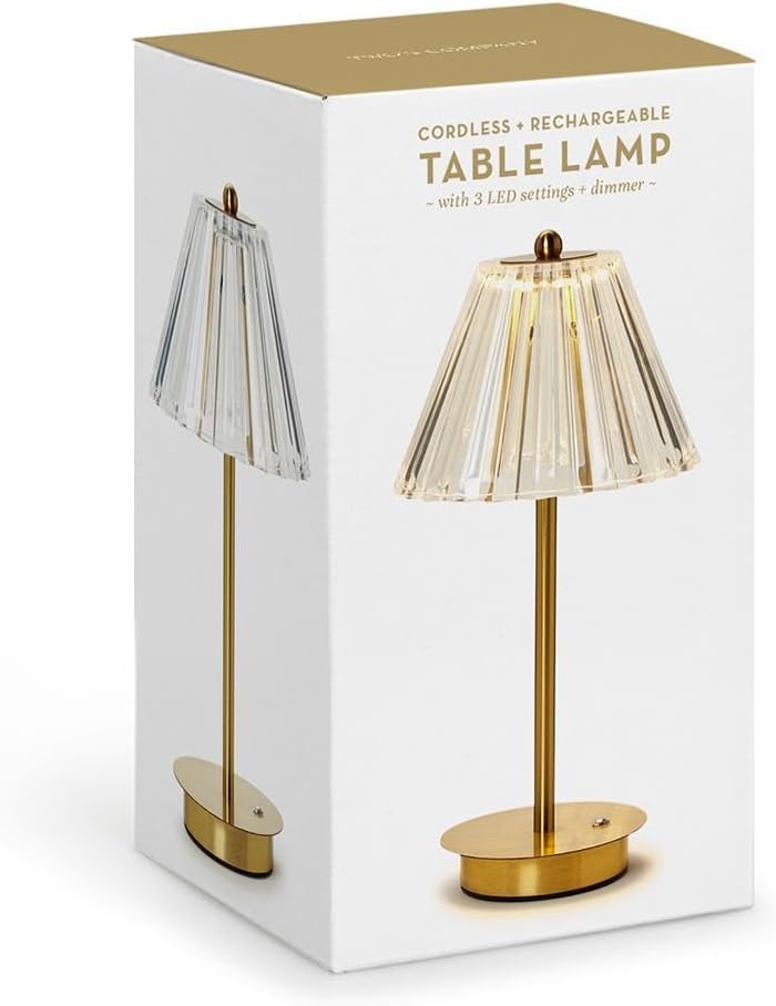 Two's Company LED Touchable Table Lamp with Acrylic Shade in Gift Box, Iron, 13-inches Height
