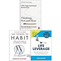 Thinking Fast and Slow, Power of Habit, Life Leverage 3 Books Collection Set