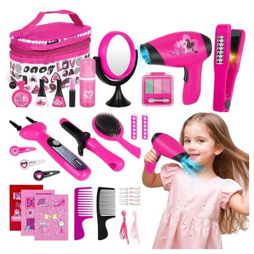 deAO Estilismo y Peluquería Conjunto Juego Belleza y Moda Accesorios Neceser Maquillaje Secador Maquina de Trenzas