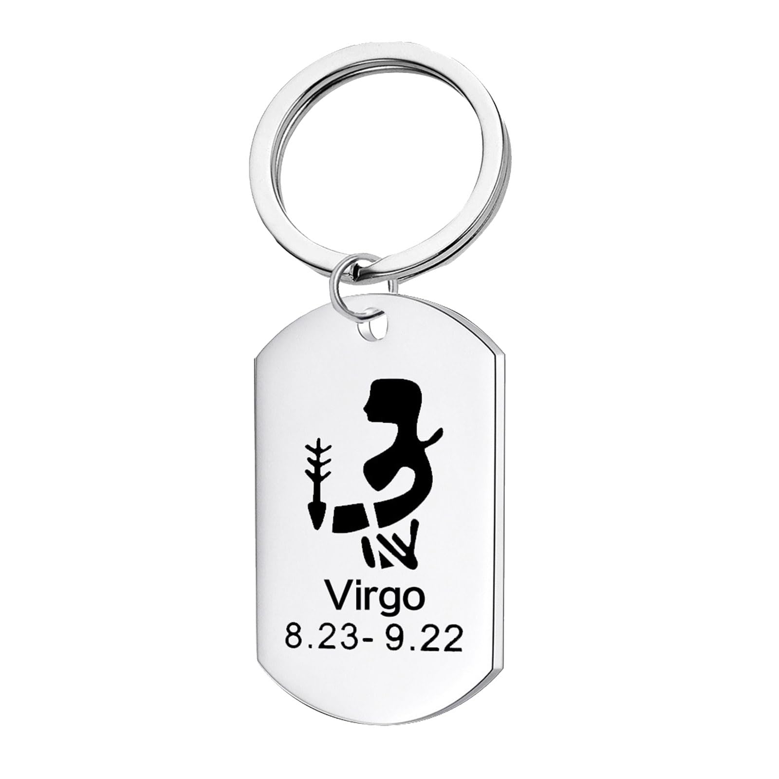 FychuoStainless Steels Keyring, Virgo Gifts, Car Keyring, August Gift for Men Keyrings Virgo Keychain September Birthday Gifts for Women Unique Key Ring