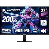 Amzfast Gaming Monitor 27 Zoll QHD 2560x1440, 200Hz Fast IPS, 1ms MPRT, HDR 400, 132% sRGB, Adaptive Sync, VESA 100x100, HDMI 2.0 & DP 1.4, Integrierte Lautsprecher – AMZG27F5Q