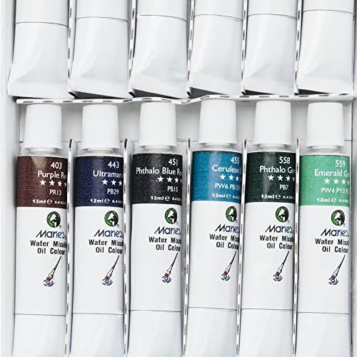 Marie's Water Soluble Oil Color Paint Set - 12Ml Tubes - Solvent-Free - Assorted Colors - [Set Of 18] #TOP2