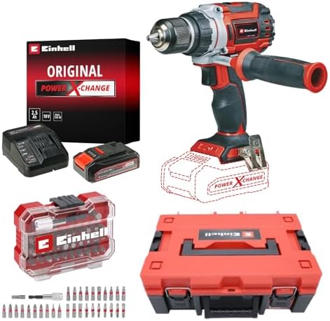 Einhell TP-CD 18/60 Li BL Akülü Vidalama Seti (2,5 Ah Akü ve Şarj Cihazı, 32 Parça Uç Seti ve Çanta Dahildir) — Amazon ürün görseli