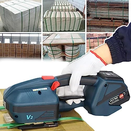 Automatic Electric Strapping Machine - Handheld Banding Tool with 4000mAh Battery for Plastic Packaging, Tensioner & Baler - Efficient Strapping Solution (1 Battery Included)