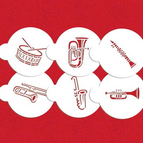 Marching Band Instruments Cookie Stencil by Designer Stencils
