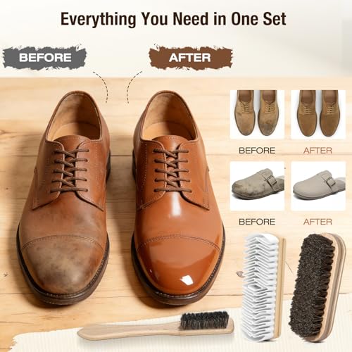 Pylevemv 3Pcs Shoe Brush, 2026 Version Suede Eraser, Premium Shoe Polish Brush, Long-Lasting Shoe Cleaning Brush, Horsehair Shoe Brush Shine Kit for Cleaning and Polishing (3PCS) - Thumbnail 4