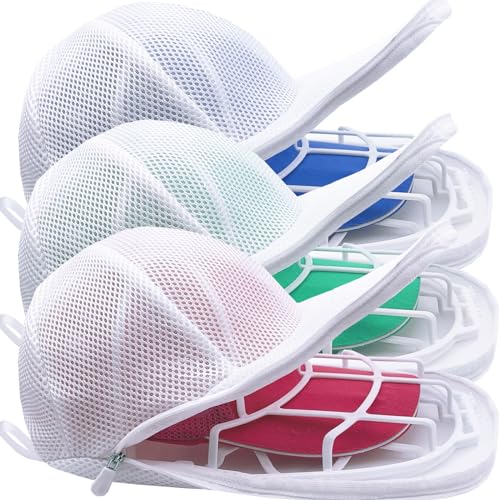 MCHKJ 3 Pack Hat Washer for Washing Machine - Hat Cage for Washing, Laundry Wash Bags for Baseball Caps, Hat Cleaner or Dishwasher, Cap Washer Frame for Flat & Curved Hats