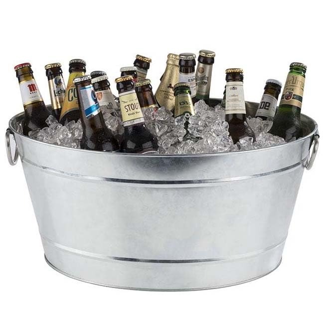 Bewitched Bañera para Bebidas, 11 litros, Bandeja de Zinc, Enfriador de Bebidas,Enfriador de Botellas de Acero Inoxidable, 40 x 28 cm, Altura 22 cm (Zinc)