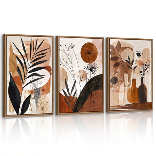 3 Pcs Quadri Moderni Astratto Geometrico Botanico Stampa Su Tela