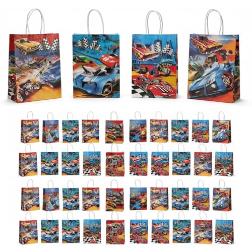 SCLWSS 40 Pack Candy Goodie Bags Compatible with Hot Wheels Theme Party Supplies Gift Bags for Kids Birthday Decoration