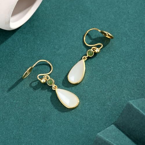 Clip d'oreille Goutte d'eau Balade de Jade pour Femmes - Boucles d'oreilles Non Percées