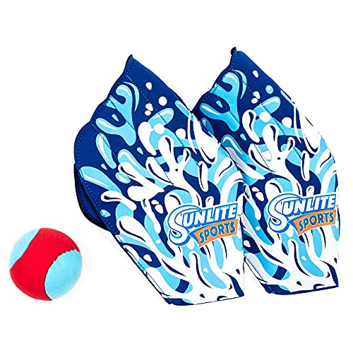 Image of Sunlite Sports Toss and Catch Ball Game Set, Includes 2 Gloves and 1 Ball, Backyard Pool Beach Outdoor Indoor Play, Easy Throw and Catch with Velcro Gloves