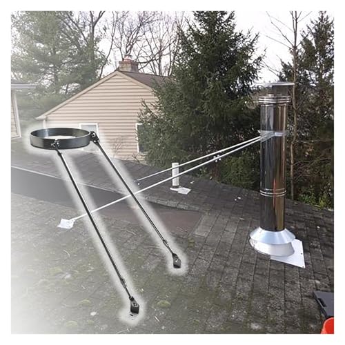 Stove Pipe Support Bracket, Fits 3 1/8" To 10" Diameter Tubes, Universal Roof Chimney Brace Holder In Solid Steel, Complete Mounting Kit For Wind Resistance(9 3/8 inch(238mm) Dia)