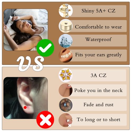 Yolev 8 PCS 16G Cartilage Earrings Helix Piercing Jewelry Back Earrings Helix Piercing Jewelry Opal Stud Set Flower Leaf Screw Back3