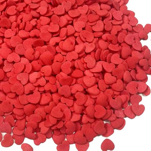 Red Heart Sprinkles for Cake Decorating, Valentines Sprinkles for Baking,