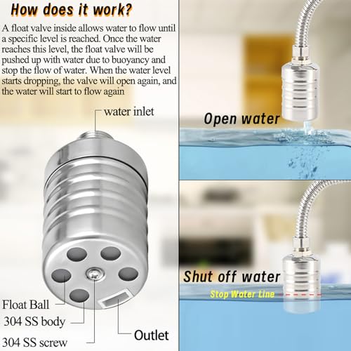 Image of 2-Pack Float Valve, 1 /2 inch to 3 /4'' 1 inch 304 Stainless Steel Fully Automatic Water Level Controller Water Float Valve for Water Tank,Pool,Water Tank, Livestock Troughs