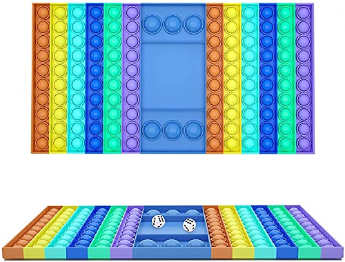 LONEA Big Size Push Game Fidget Toy,Huge Rainbow Chess Board Push Bubble Popper Fidget Sensory Toys for Parent-Child Time, Interactive Jumbo Stress Relief Figetget Toy 12.8x7.5 Inch (Pack of 1)