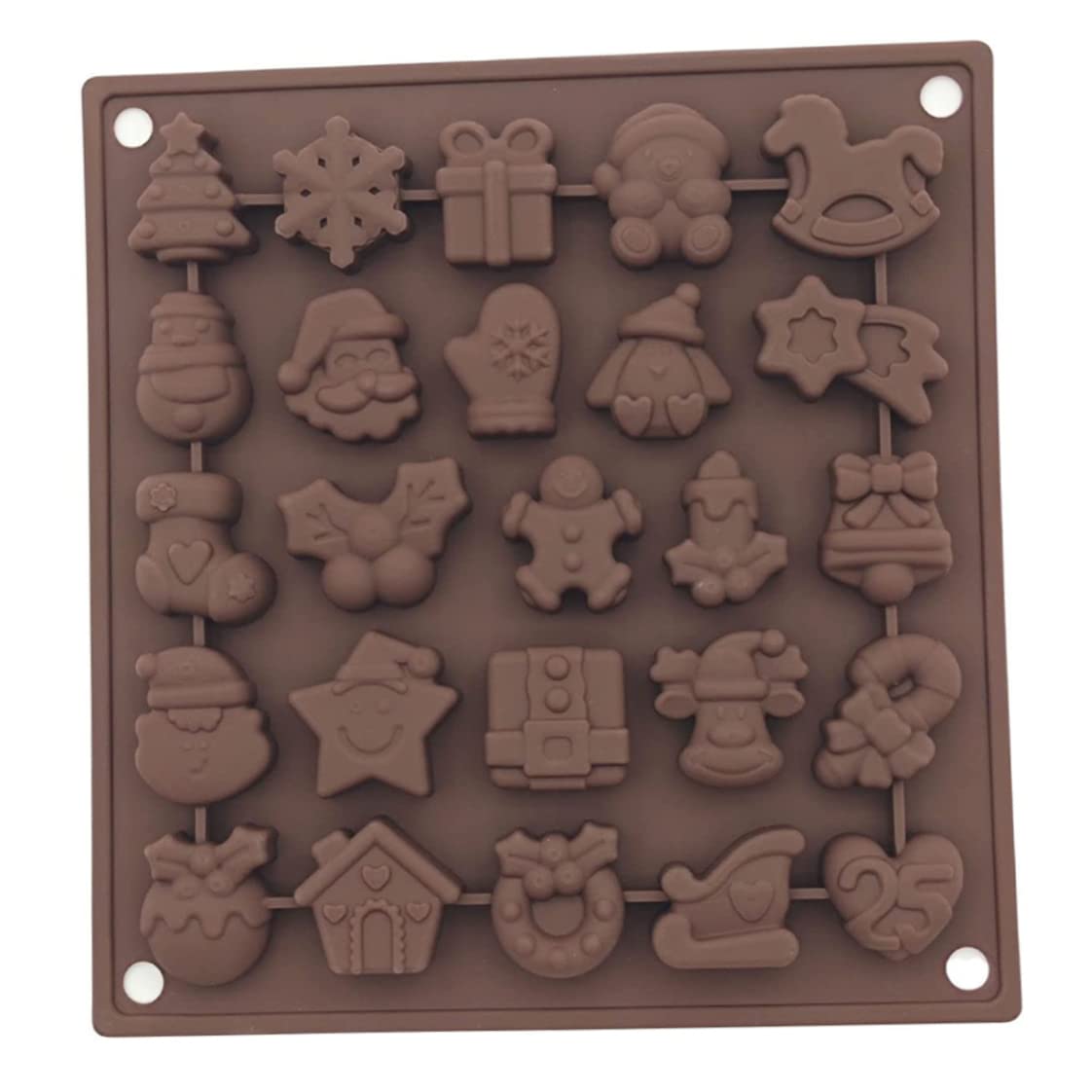 Christmas Chocolate Mould, 25-Cavity Xmas Silicone Mold Candy Mould Non-Stick Cake Baking Tool with Christmas Themed Shapes for Chocolate Cake DIY, Molds
