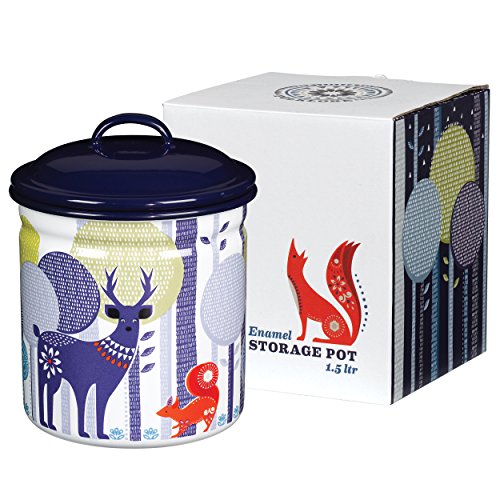 Folklore Enamel Storage Pot, Day Design, White