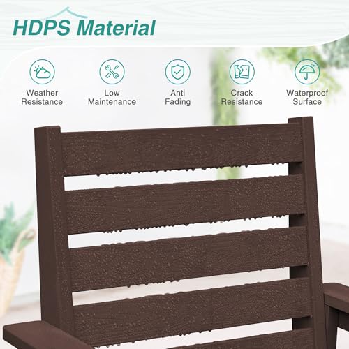 Homenjoy Patio Dining Chairs Set of 2, HDPS Weather Resistant Outdoor Chairs with Armrest, Heavy Duty 300LBS Support Patio Chairs for Backyard Deck Porch Balcony, Dark Brown — view 4