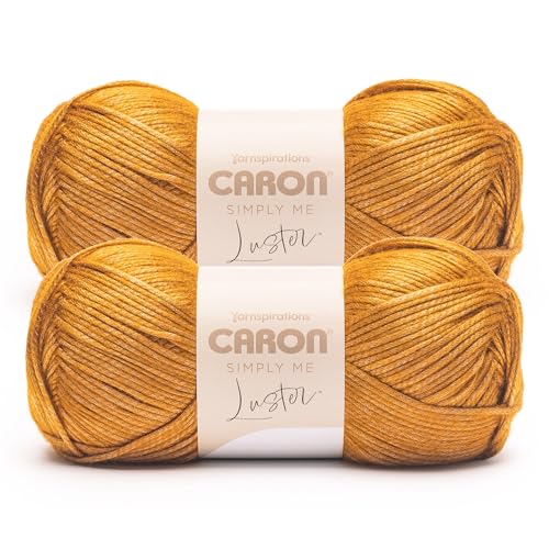 Caron Simply Me Luster Golden Yarn - 2 Pack of 170g/6oz - 65% Nylon 35% Acrylic - #4 Worsted (Medium) - 360 Yards - Knitting/Crochet