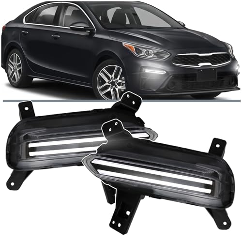 ULTRALTH Upgrade Full LED Front Bumper Fog Light Kit for Kia Forte 2019-2021 Switchback DRL White Daytime Running Light & Amber Sequential Turn Signals | OEM Replacement Front Fog Lamp Assembly
