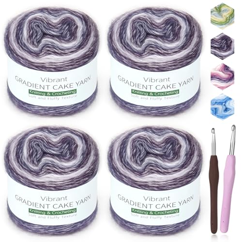Image of Katech Gradient Cake Yarn for Crocheting Knitting-Multicolor Soft Rainbow Cotton Crochet Yarn-Perfect for Scarves, Shawls, Blankets, and Garments That Stand Out with Style(D)