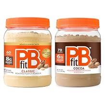 PBfit Chocolate Peanut Butter Powder, 6g of Protein, 30 Ounce + PBfit Peanut Butter Powder, 8g of Protein, 30 Ounce