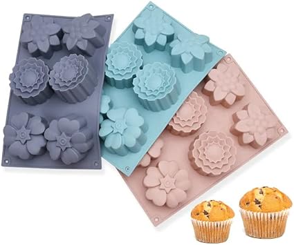 3 Pack Silicone Soap Molds, 6 Cavities Flower Making Mold, Perfect for Handmade Soaps, Homemade Chocolate