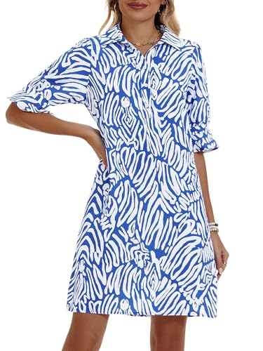 10 Best Shift Dresses Women Need for Effortless Style and Comfort 2 FENSACE Womens Casual Ruffle Sleeve Shirt Dress