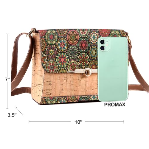 Bolso cruzado de corcho natural con cierre y correa ajustable miniatura 6