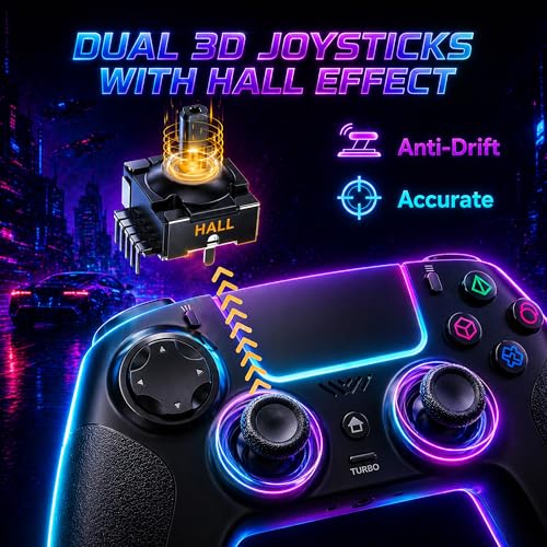 Image of Ant Esports SuperPower Wireless Gaming Controller for PS4,PC,Steam Deck Android,iPhone & Mac|Bluetooth, 2.4G Wireless & USB Connectivity|Turbo, Macro Buttons,RGB Lighting,Touchpad,Motion Control