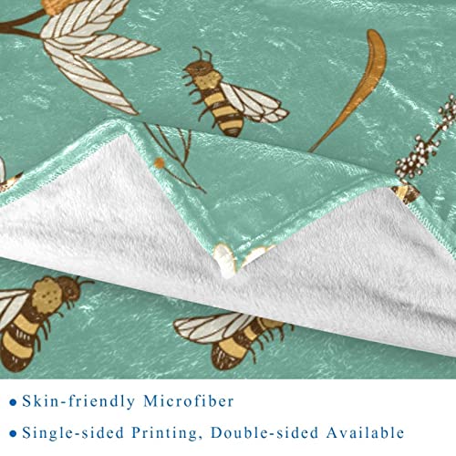Couverture abeilles et fleurs en microfibre polaire 150x130 cm - 3