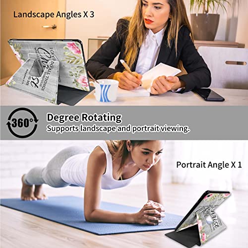 Case For 6" All-New Kindle (11Th Generation 2022 Release)+ Screen Protector,360 Degree Rotating Swivel Pu Leather Stand Cover With Auto Sleep/Wake For Kindle 11Th E-Reader,Bible Verse Philippians 4-13 #TOP2
