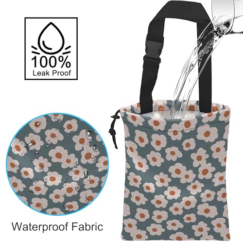 Image of Car Trash Bag Hanging White Daisy Car Trash Can Waterproof Garbage Bag Hanging for Car Back Seat