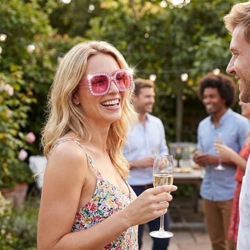 MmotZsb Sonnenbrille Damen, 6er Set Mit Glitzer Accessoires, Retro Disco Outfit Brillen Für Party, Abba Accessoires Damen