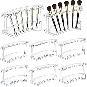 SOUJOY 8 Pack Acrylic Pen Display Stand, 6-Slot Pen Holder Rack, Eyebrow Pen Stand, Makeup Brush Rack Organizer for School Office Home Store