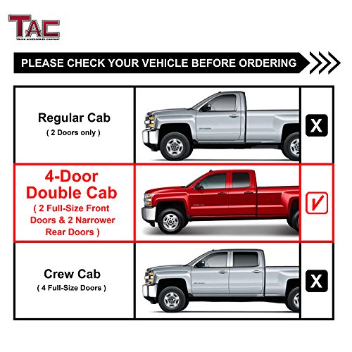 Tac Side Steps Fit Chevy Silverado/Gmc Sierra 1999-2018 1500 & 1999-2019 2500/3500 Extended/Double Cab (Exclude C/K Classic) 3" Stainless Steel Side Bars Nerf Bars Step Rails Running Boards 2 Pieces #TOP3