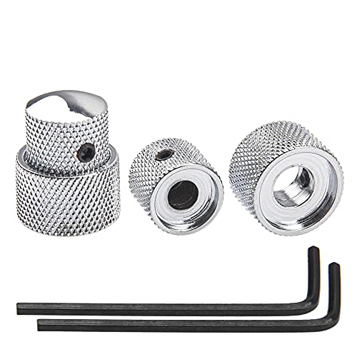 2Pcs Yootones Metal Guitar Dual Concentric Stacked Control Knobs Compatible With Electric Guitar Bass (Silver) #TOP2