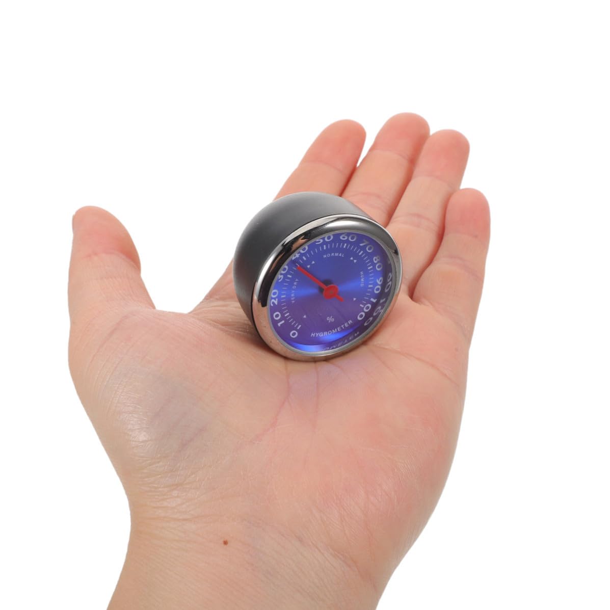 OUNONA Car Temperature Gauge and Humidity Monitor with Easy-to-Read Design, Blue Mechanical Thermometer and Hygrometer for Automotive Temperature Gauge Installations and Driving,