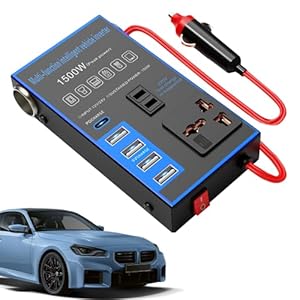 1500W Car Power Inverter, Car Inverter, 12V/24V Universal Converter, 4 USB Ports, Fast Charging Charger Inverter with Car Lighter Plug, Voltage Converter Compatible Tablets Phones