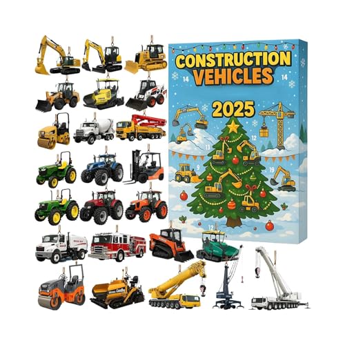 Baumaschinen-Adventskalender 2025, 24 Tagen Baufahrzeuge Anhänger...