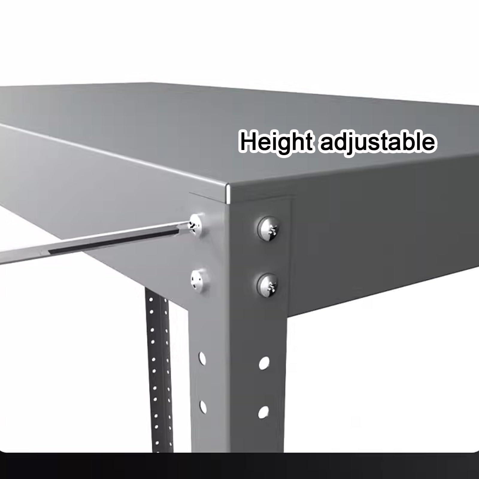 Mesa de trabajo de altura ajustable con estantes de almacenamiento, marco de aleación de zinc y hierro, banco de trabajo de carga fuerte para garaje, taller, oficina, uso comercial