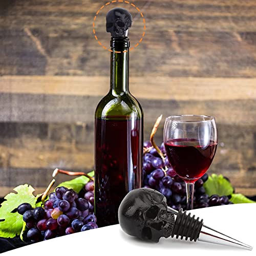 Black Skull Wine Bottle Stopper - Stainless Steel Resin Silicone Cool Stopper Wine Champagne Lovers For Gifts, Bar, Holiday Party, Wedding, New Housewarming, Halloween, Christmas #TOP3