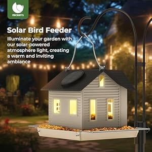 MrCrafts Solar Bird Feeder - Hanging Metal Bird House Feeder with Solar Lights, Outdoor Solar Lantern, Garden Decor for Outside, Unique Gifts for Mom, Grandma, Christmas MrCrafts Solar Bird Feeder Hanging Metal Bird House Feeder with Solar Lights Outdoor Solar Lantern Garden Decor for Outside Unique Gifts for Mom Grandma Christmas