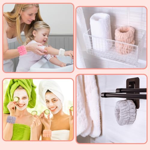 Image of Crosize 8 Pcs Microfiber Spa Wrist Bands for Women's Washing Face, Absorbent Face Washing Wristbands, Yoga Practitioners, Fast Drying, Set of 4 Colors